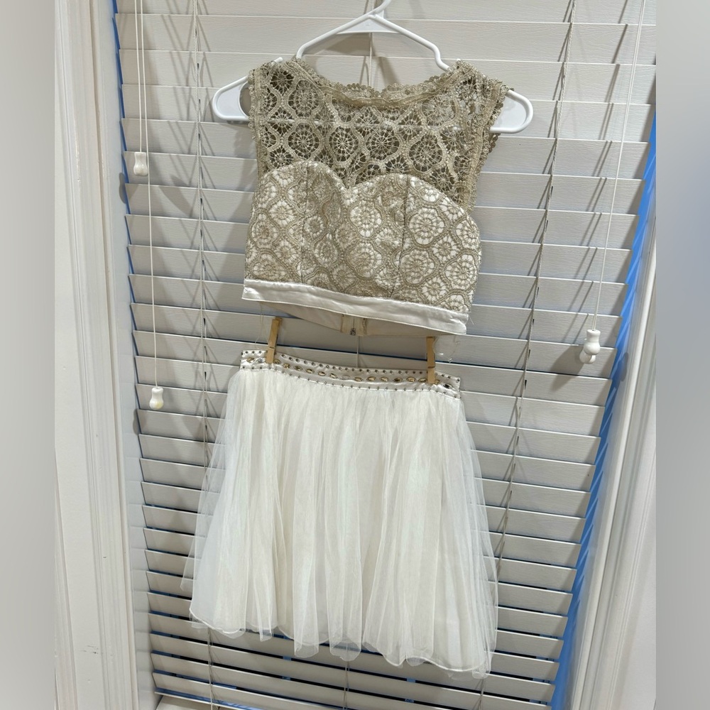 Josh & Jazz 2 Piece Dress White Cocktail Homecoming Dress